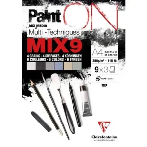 Mix Media Papier Clairefontaine A4 Paint On 27 vel 250gram assorti Voordeelprijs