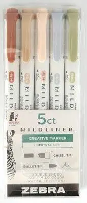 Zebra mildliner set 5 stuks - neutral Shop Nu