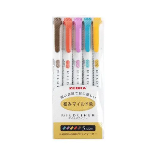 Zebra mildliner set 5 stuks - deep & warm colors Direct Beschikbaar